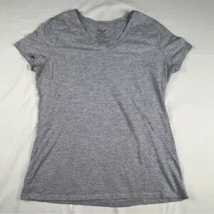 Women’s Heather Gray V‑Neck Short Sleeve Tee